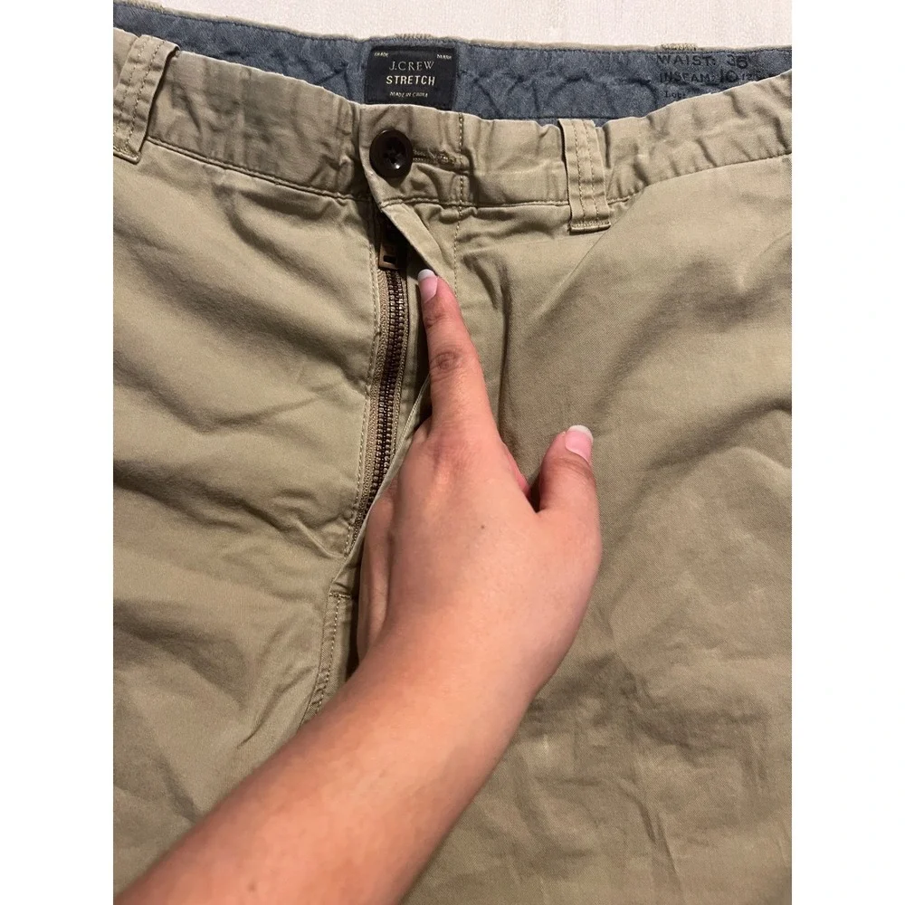 J.Crew Stretch Chino Shorts Mens 36 Beige Khaki Cotton Blend 9 Inch Inseam